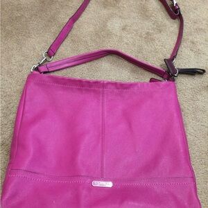 Coach Pink Shoulder Bag with Adjustable Strap and Slouchy Design